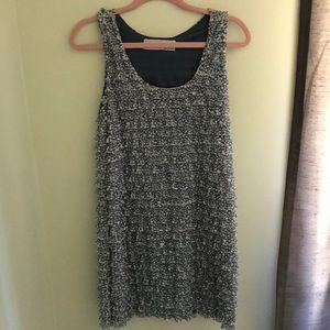 ZARA Blue & White Layered Ruffle Shift Dress